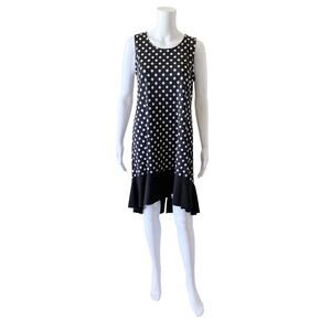 Nik and Nash Polka Dot High Low Shift Dress Womens Medium Sleeveless Stretch